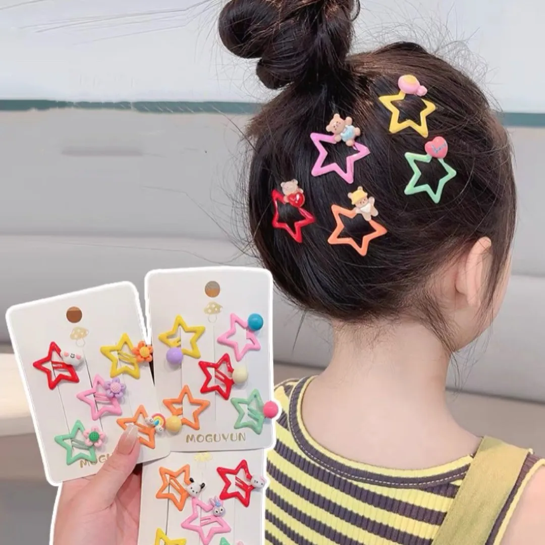 5pcs/set Cute Colorful Star Waterdrop Shape Hair Clips For Girls Children Lovely Hair Decorate Hairpins Kids Hair Accessories