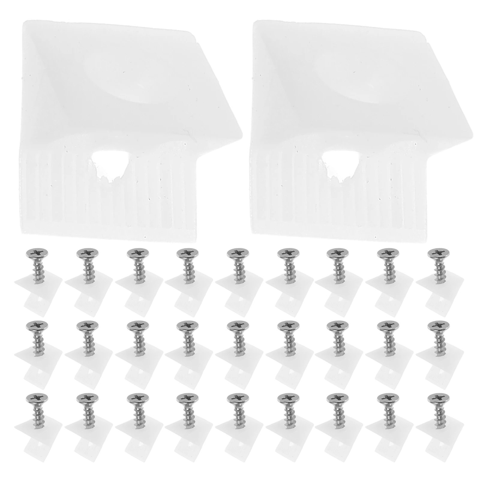 

50Pcs Plastic Angle Brackets Hardware Accessories Self-Tapping Screws for Wardrobe Cabinet Shelf Support Drawer Repair