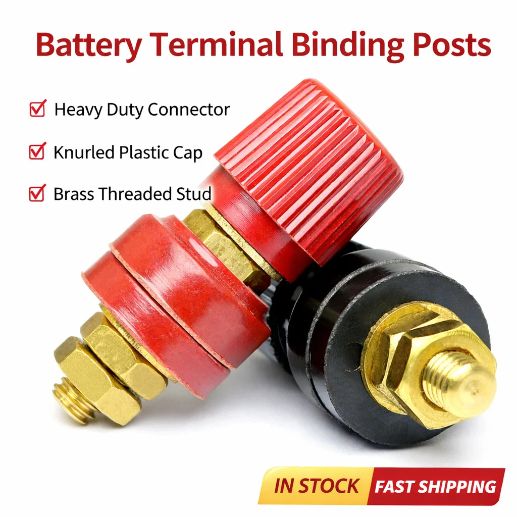 2pcs/Set 6mm 8mm Brass Battery Terminal Stud Connector Kit, Remote Car Battery Junction Post Power Distribution Auto Accessories
