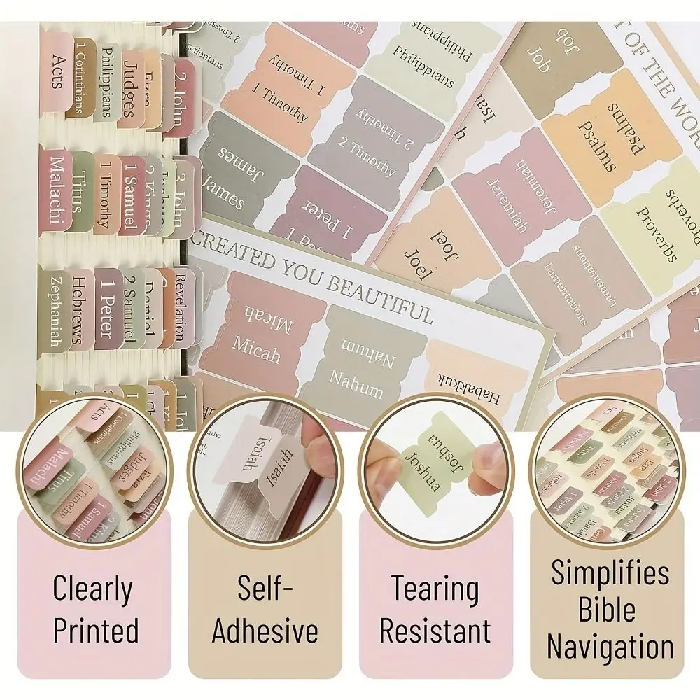 5 ورقة/مجموعة ملاحظات لاصقة علامات تبويب مؤشر الكتاب المقدس Morandi Boho موضوع مغلفة علامات تبويب الكتاب المقدس دراسة لوحات مذكرة مؤشر الكتاب المقدس
