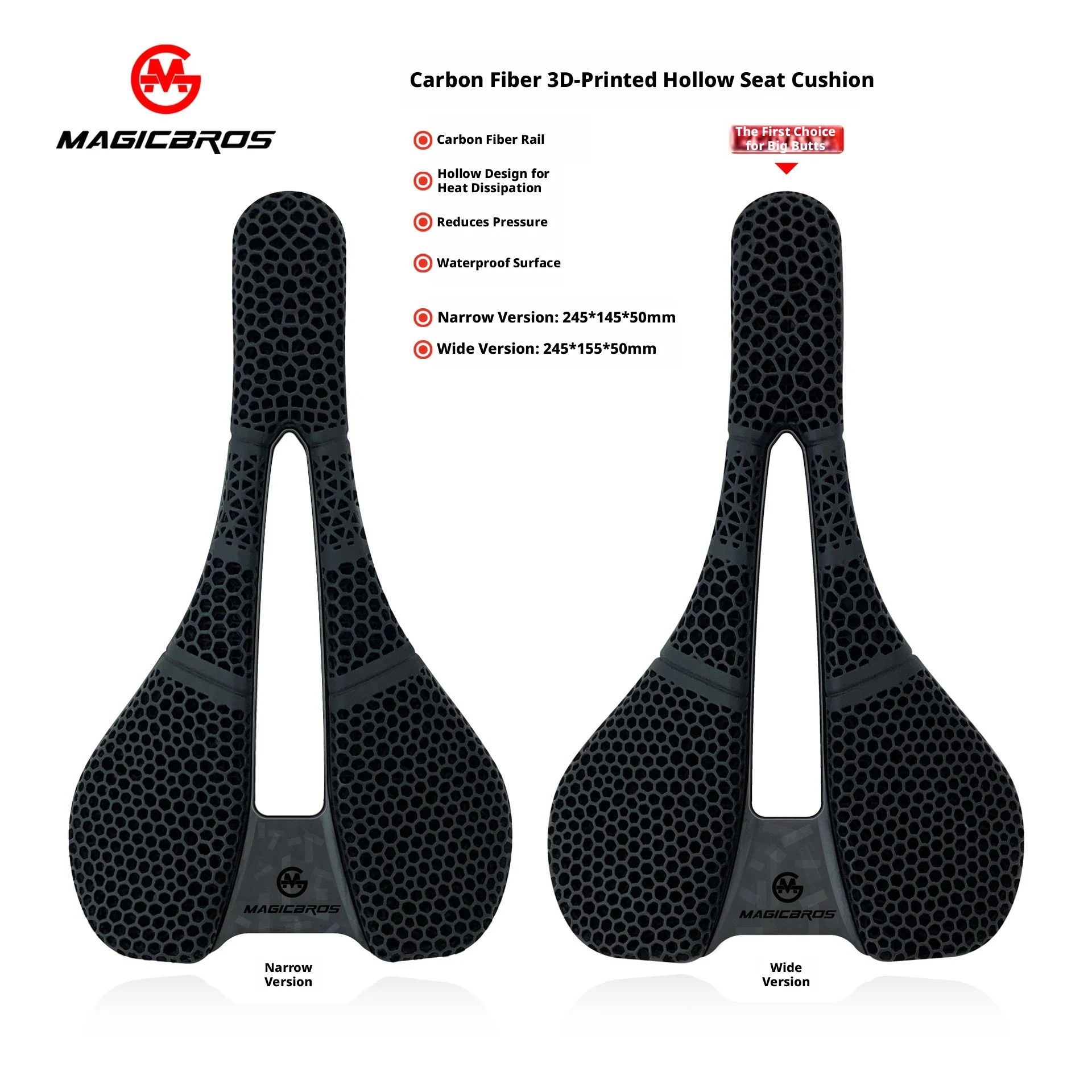 3D Printed Saddle Ultralight Hollow Comfortable Full Carbon MTB Road Racing Bike Cycling Seat Bicycle Cushion Parts