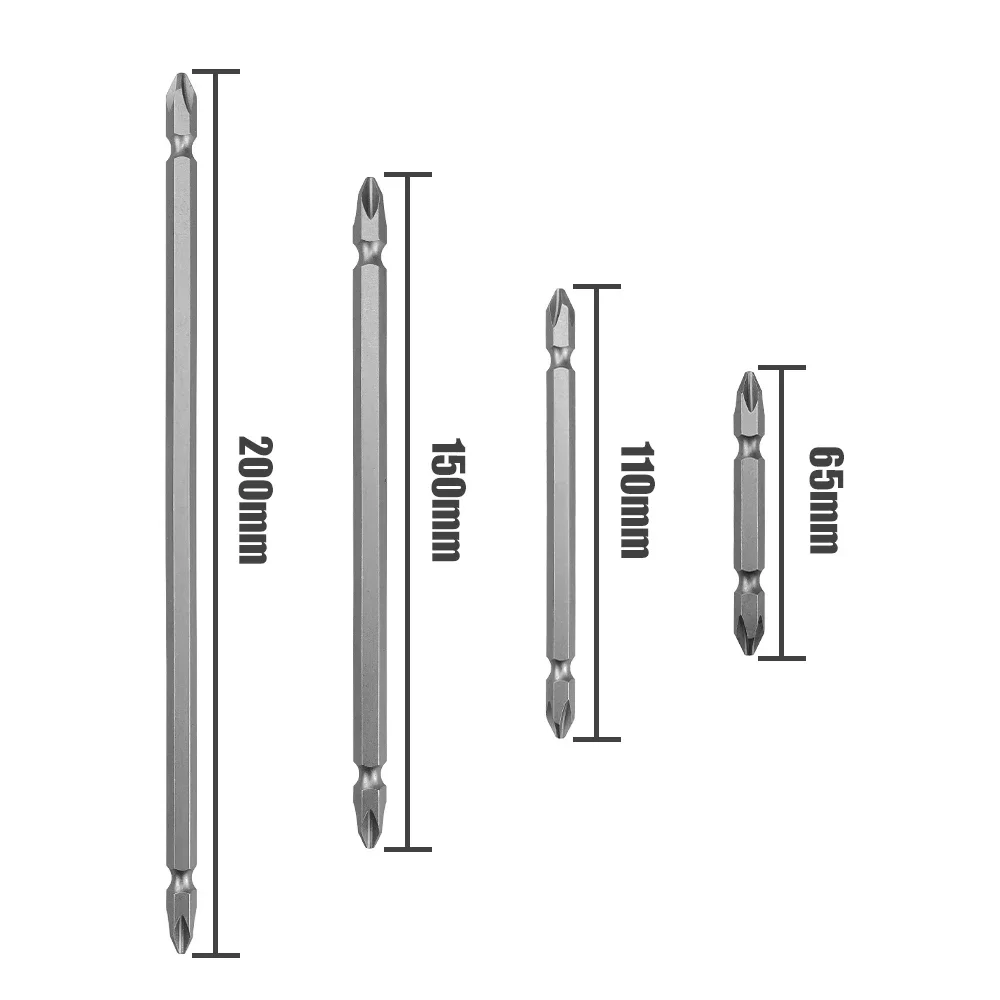 10 Pz 65-200mm Punte per cacciavite a doppia estremità S2 Acciaio Ph2 Punta a croce Forte magnetico ad alta durezza Coppia Lotto Set di teste