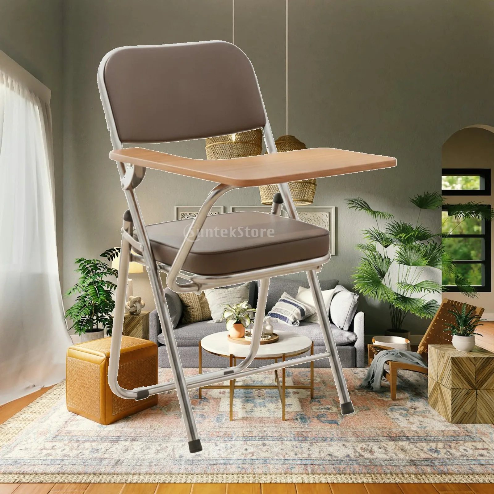 Compact Folding Chair with Writing Board for Classroom Training for seat Sturdy Carbon Steel Frame for Employee Conference Room