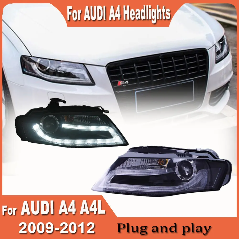 Car Led Headlight For Audi A4 2009 2010 2011 2012 S4 A4L Modified Led Front DRL Turn Signal Lights Headlamp Assembly Accessories