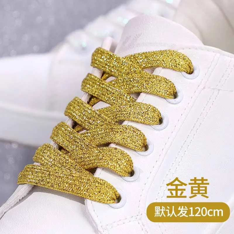 Superstar 60-180cm Flat Type Top Metallic Polyester Shoelaces 6 Colors Shoe Decorations Sneaker Women&Men Cord Shoes Accessories