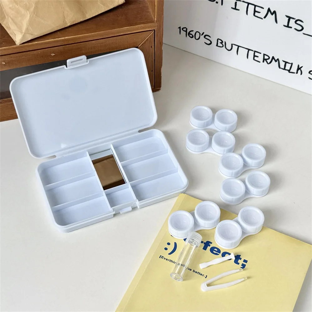 

KLASSNUM 6Pair Cute CatS Minimalist Contact Lens Box Nursing box Organizer Case Portable Travel Eye Container Care Tools Kit