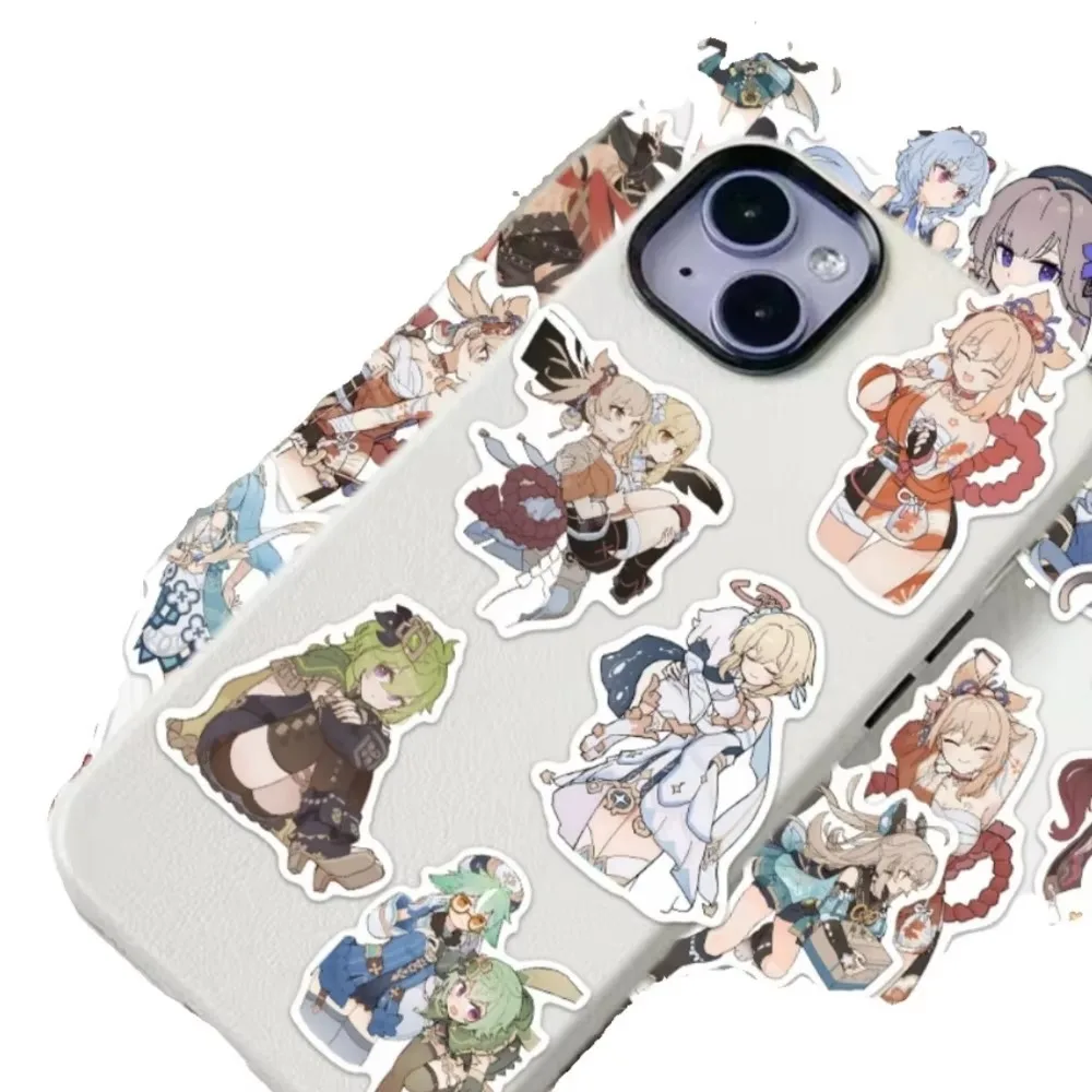 60 قطعة Kawaii Genshin تأثير الحديد انهيار الطرفية متعة ومبتكرة لعبة Q نسخة شخصية لعبة ملصق لتقوم بها بنفسك القرطاسية