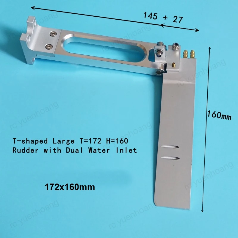 1PCS Aluminum Alloy Water Absorbing Rudder T-shaped Double Inlet Steering Suction Rudders DIY Parts for RC Gasoline Boat Model