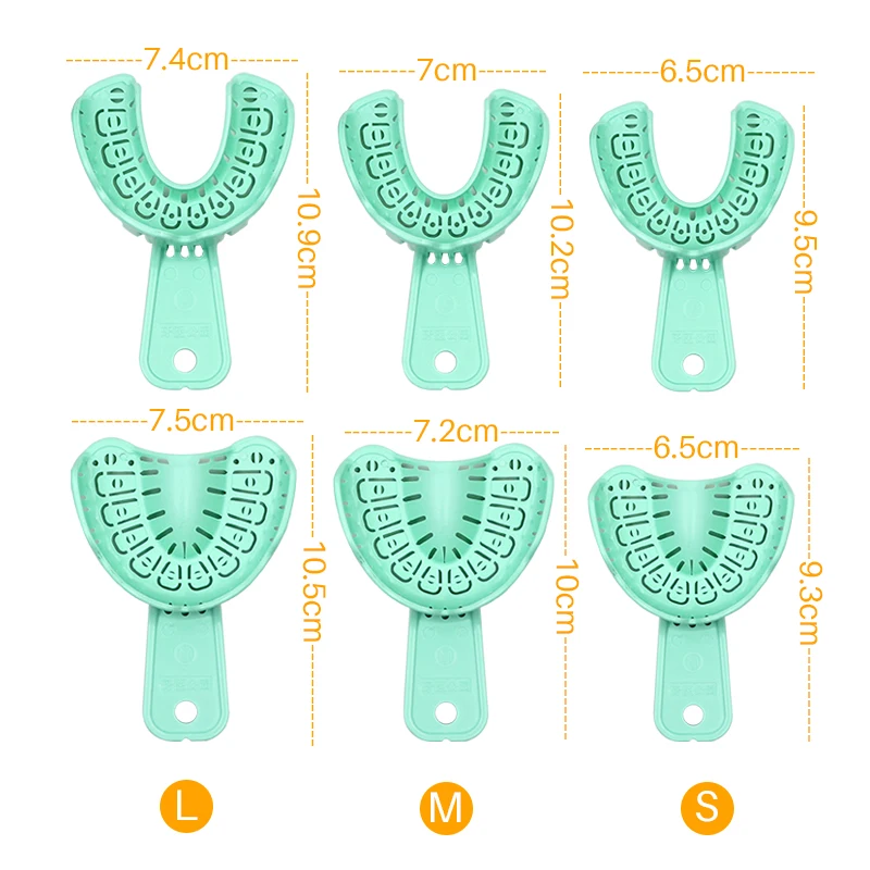 6pcs Dental Impression Trays Childrens and Adults Teeth Holder Denture Model Materials Dentistry Clinic Lab Oral Tools