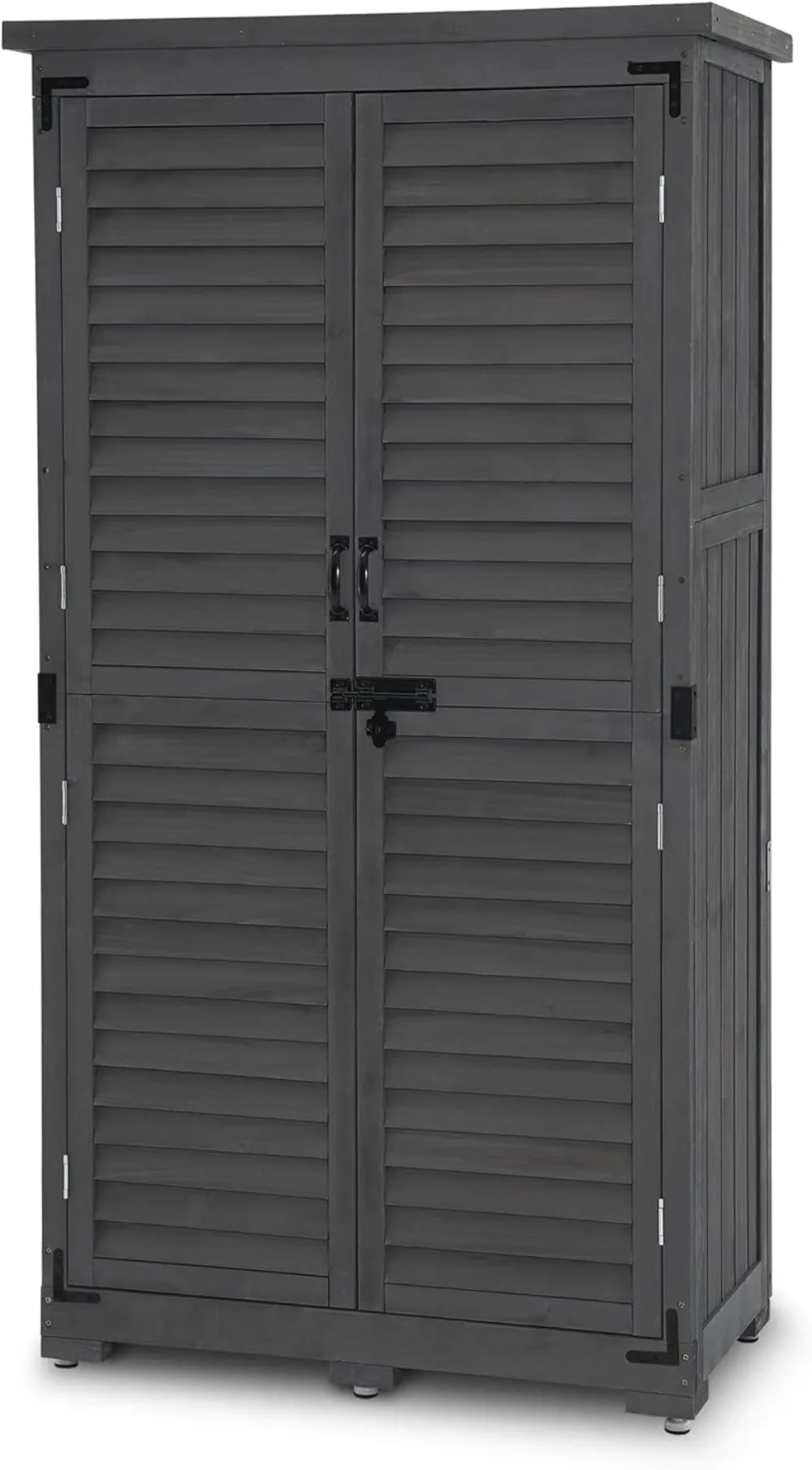 

Outdoor Storage Cabinet, Garden Storage Shed, Outside Vertical Shed with Lockers, Outdoor 63 Inches Wood Tall Shed for