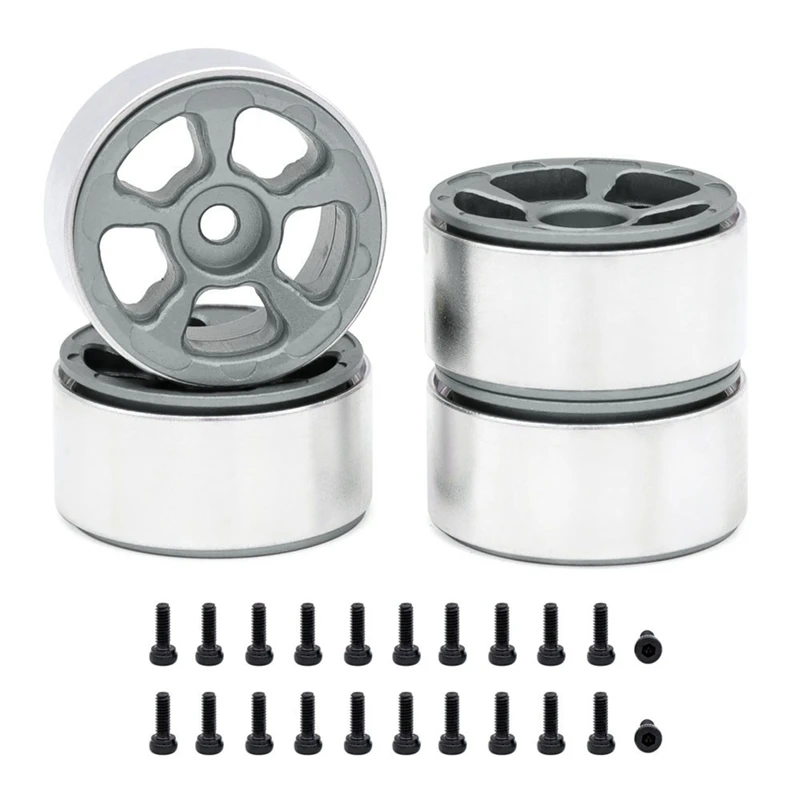 CEA 4PCS 1.0In Metal Wheel Rims For 1/24 1/18 RC Crawler Car Axial SCX24 AX24 FCX24 Enduro24 TRX4M