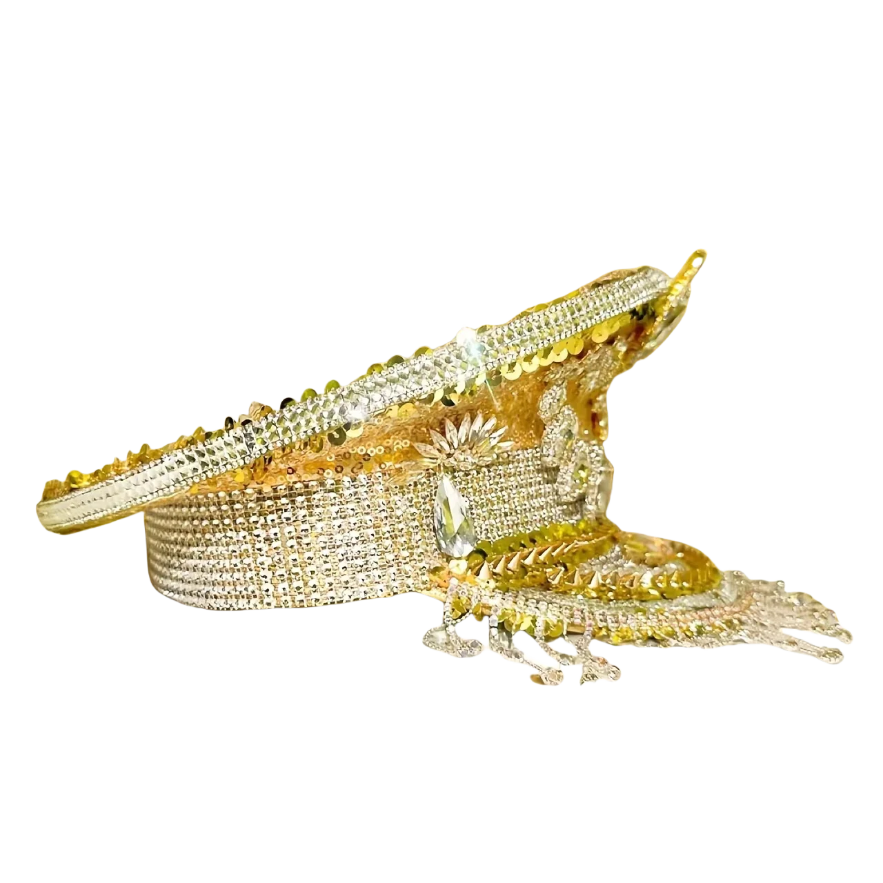 

Steampunk Captain Hat Rhinestone for Music Festival, Halloween, Disco, Burning Man, Vintage Military Cap for Men & Women
