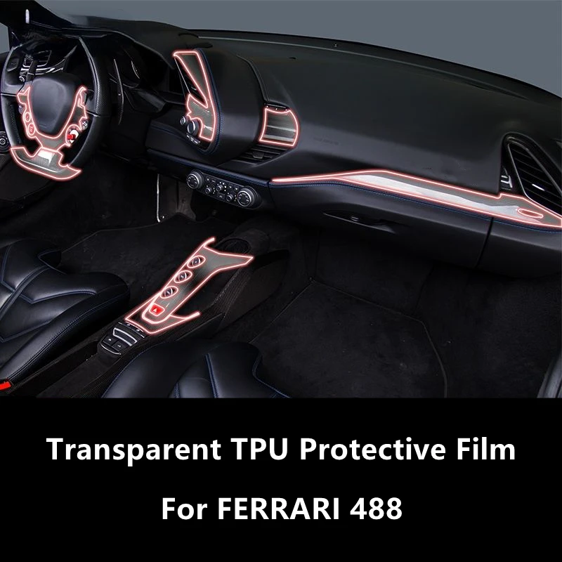 

For FERRARI 488 Car Interior Center Console Transparent TPU Protective Film Anti-scratch Repair Film Accessories Refit