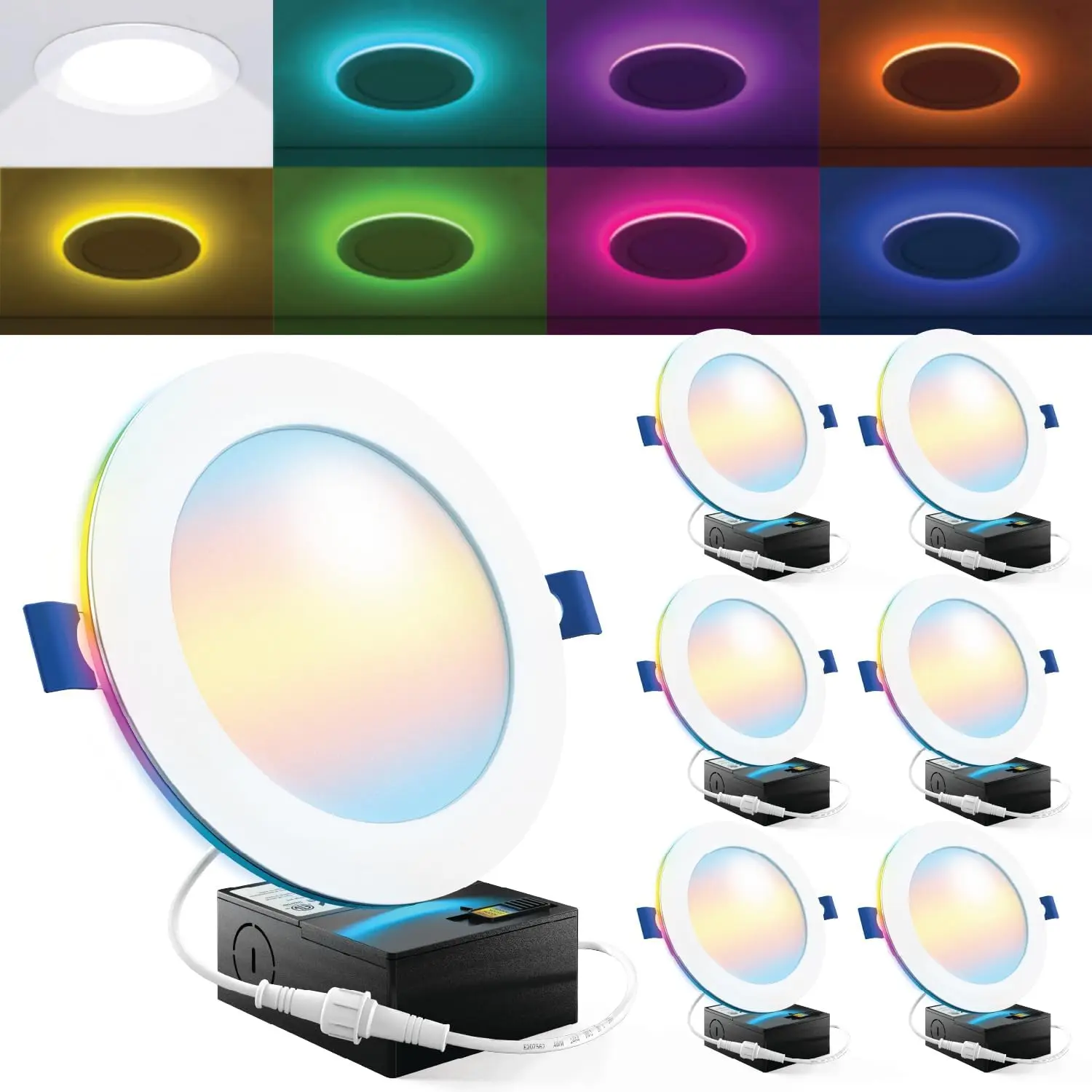 

Набор из 6 ультратонких светодиодных встраиваемых светильников 6 дюймов с ночником, регулируемой цветовой температурой и функцией диммирования