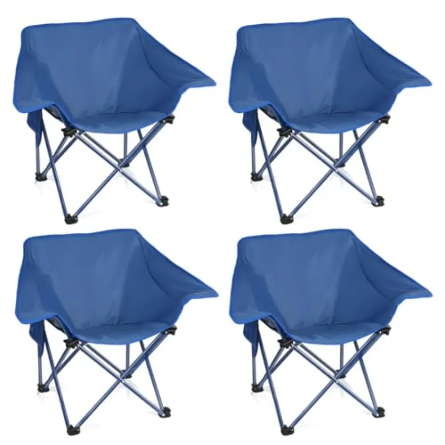 

Portable camping chair for outdoor use, heavy-duty steel frame with black polyester fabric, supports up to 400 lbs, compact fol