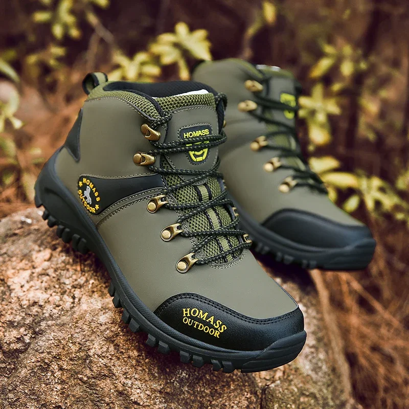 Męskie buty outdoorowe dla mężczyzn Buty turystyczne Buty outdoorowe Mężczyźni Wysokie buty trekkingowe Botas Skórzane kowbojskie Ciepłe wodoodporne