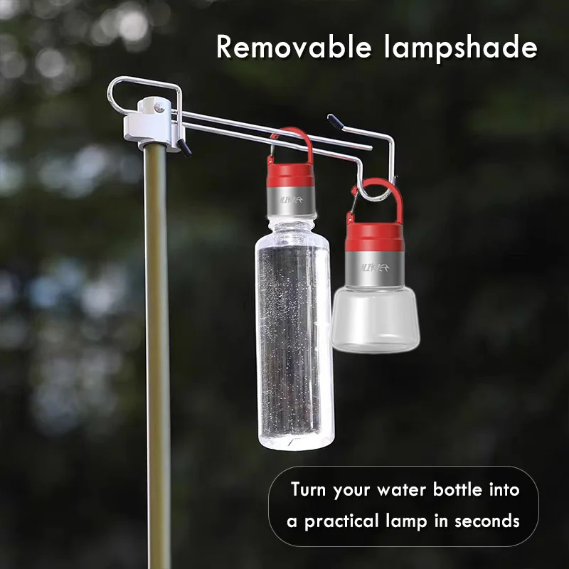 Lanterna de acampamento com luz de garrafa LED com luz de fluxo USB portátil lâmpada de garrafa suspensa ao ar livre multiuso