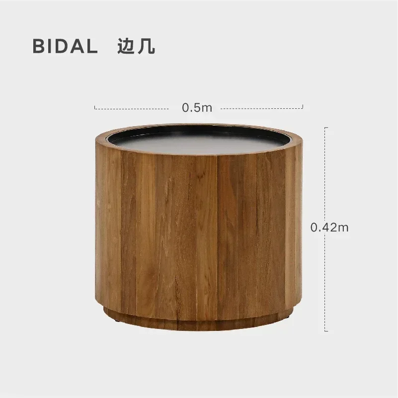 

WWTeak round Coffee Table Minimalist Sofa Corner Table Modern Minimalist Solid Wood Side Table