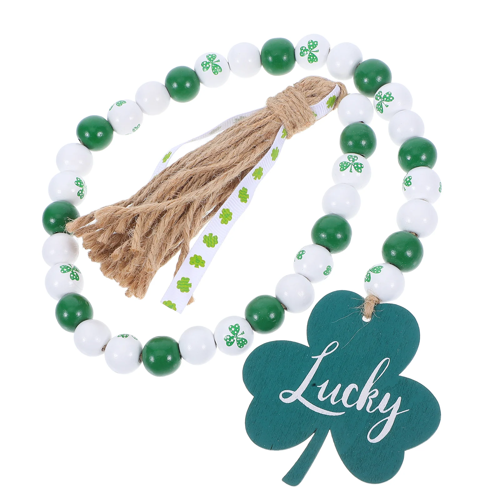 Garlands Irish Day Beads Farmhouse with Tassel Table Wooden Decor Tray St Patricks Tiered Decorations