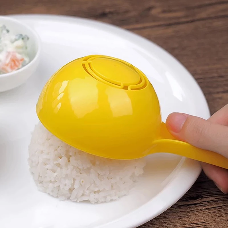 

Baby Rice Shaper DIY Cover Rice Bento Mold Home Kitchen Half Round Mold Rice Spoon Plastic