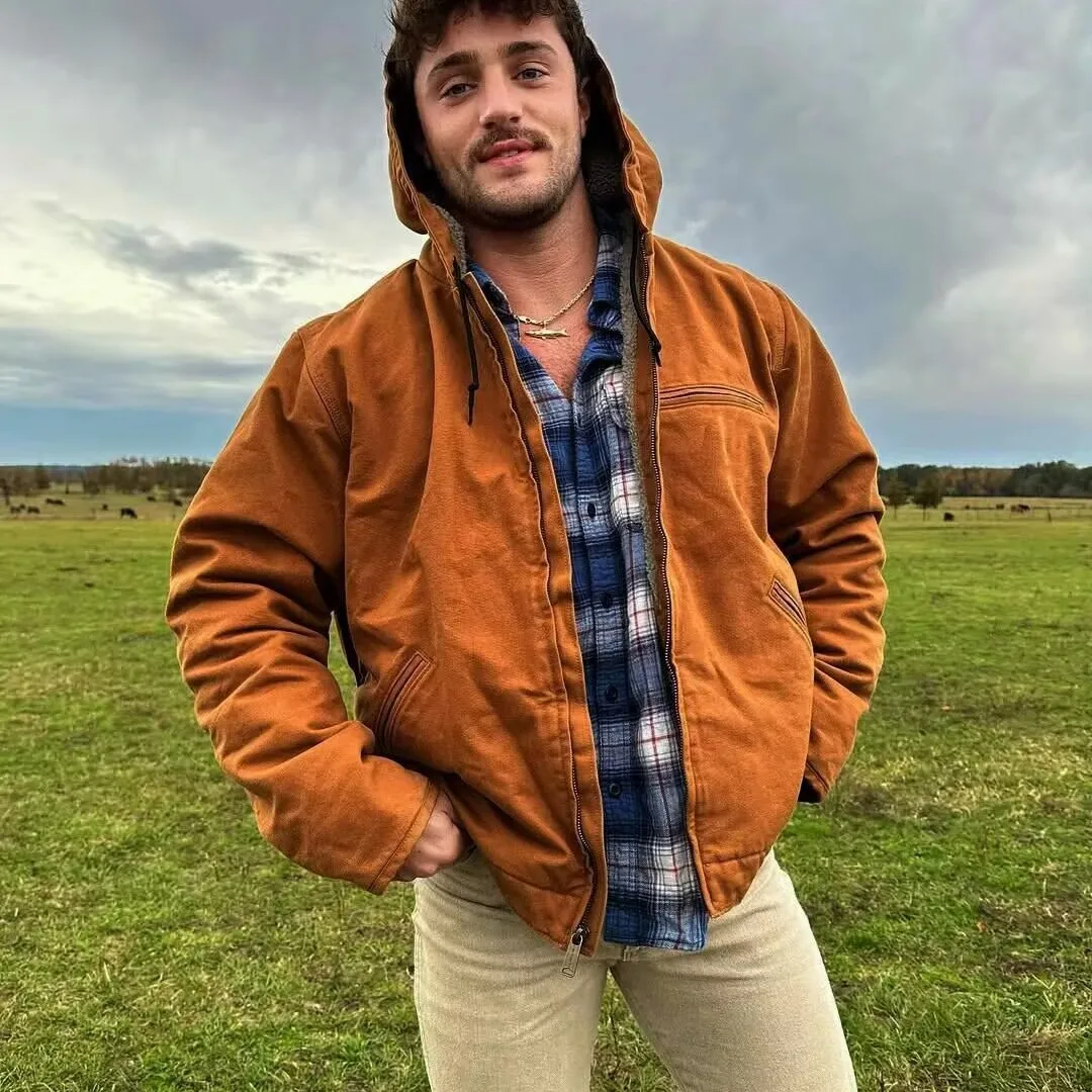 

Ретро американская версия J4, Fce Lined Thiened на молнии, бархатная рабочая одежда с капюшоном, парусиновая верхняя одежда для мужчин и женщин