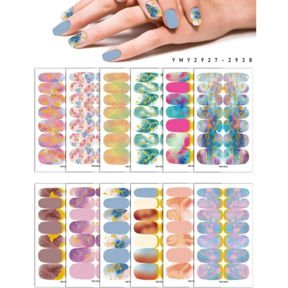 Nail Art Stickers Marble Powder Stripe Halo Nails Press On Stickers Jewellery nails Decoration Women Salon Nail Design Decals