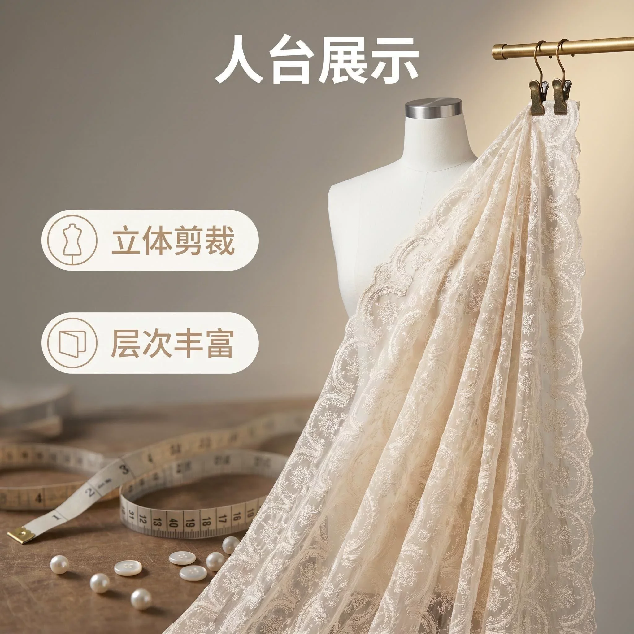 

1yard Cotton thread embroidery fabrics for clothing New mesh tissu diy Wedding dresses and formal wear fabric