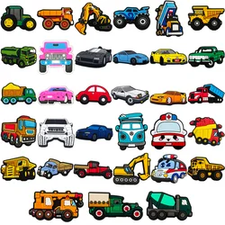 Colección de coches de ingeniería de vehículos, encantos de zapatos de tren para zuecos, sandalias, decoración, hebilla de zapatos para amigos, regalos