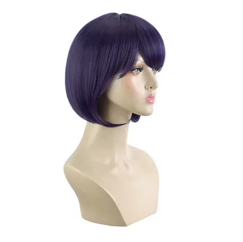 Xi.Rocks Kitagawa Marin Short Hair Synthetic Purple Wig Bob Bangs Style Full Fiber For Women Girl Heat Resistant