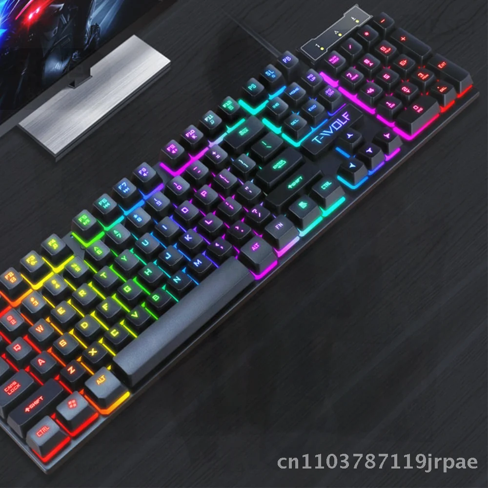 

T-WOLF Thunder Wolf T20 Gaming Keyboard Wired USB 104 Keys Spanish & Russian Version Luminous Black Cross-border Desktop