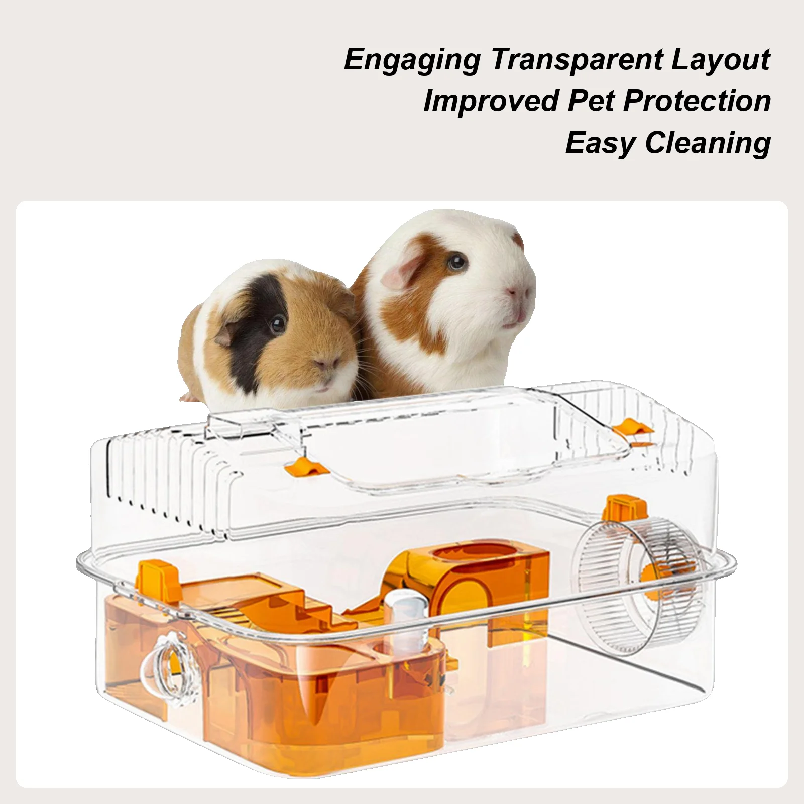 

Bunny Houses Top Open Pet Cage Activity Decorative Clear Habitat With Dispenser And Wheel For Bunny Resting Sleeping Playing