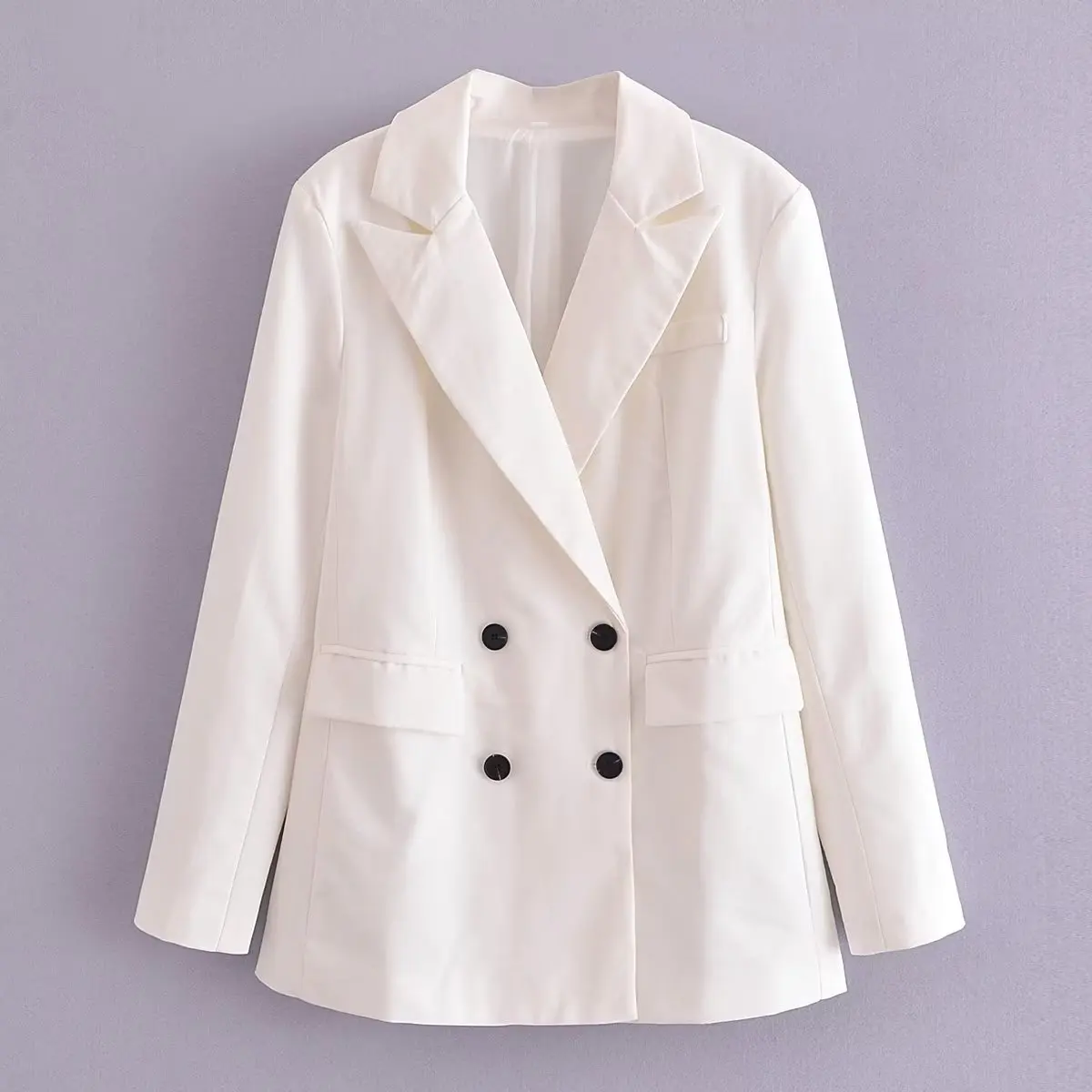 Dave&Di French Fashion Ladies Vintage Double Linen Blazer Party Breasted Casual Straight Leg Trousers Suits Women