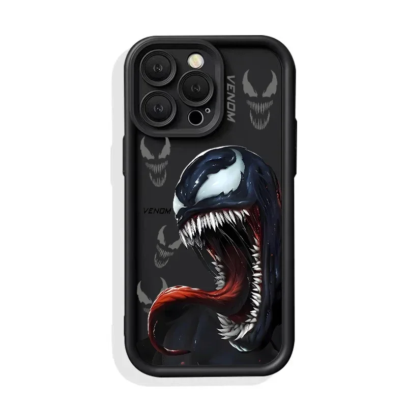 Funda de teléfono Marvel Spider Man Venom para iPhone 16 15 14 13 12 11 Pro Max X XR XS 7 8 Plus, funda trasera suave a prueba de golpes