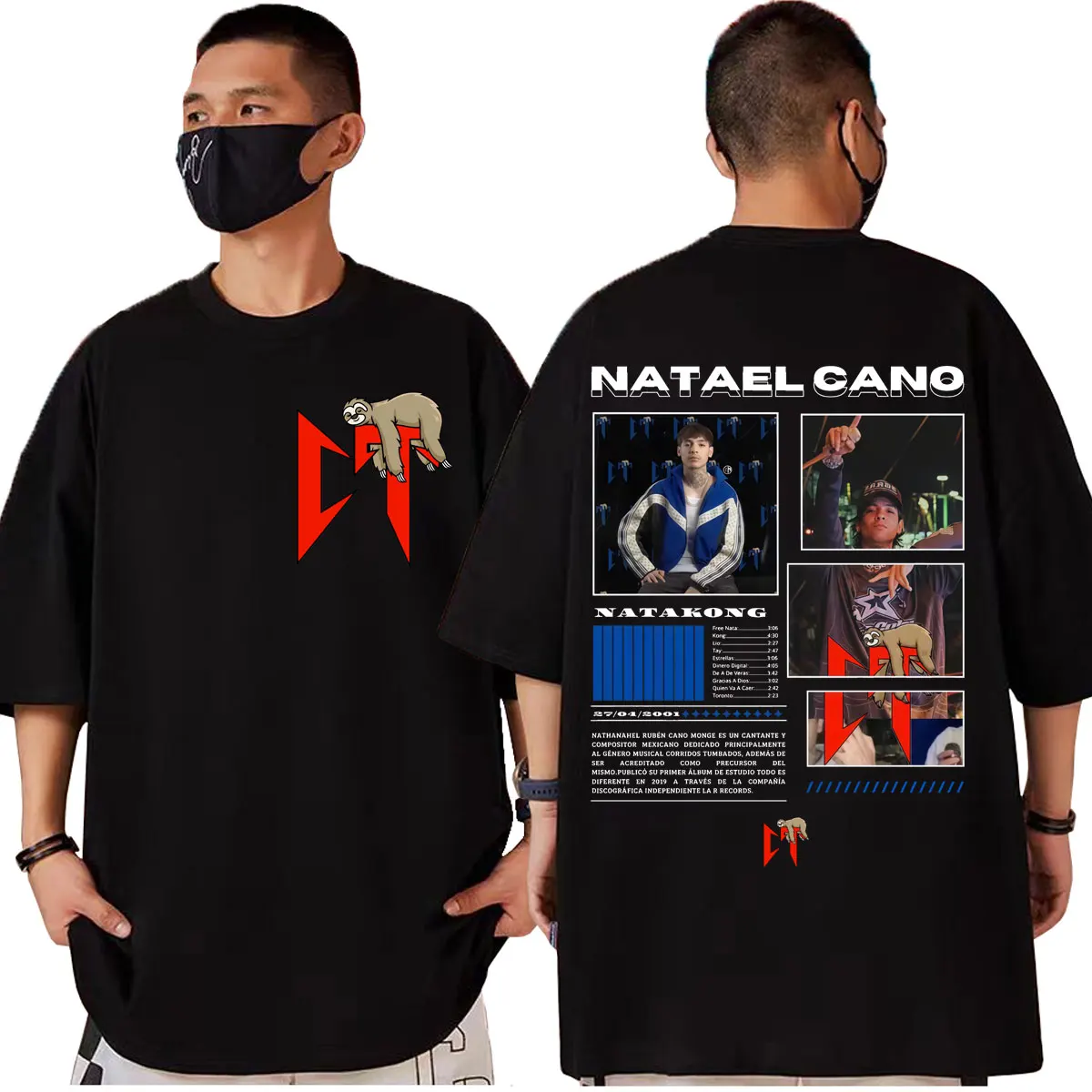

Rapper Natanael Cano Sloth Graphic T Shirts Music Album NataKong Merch T-shirt Men's Women's Clothing Fashion Hip Hop T-shirts