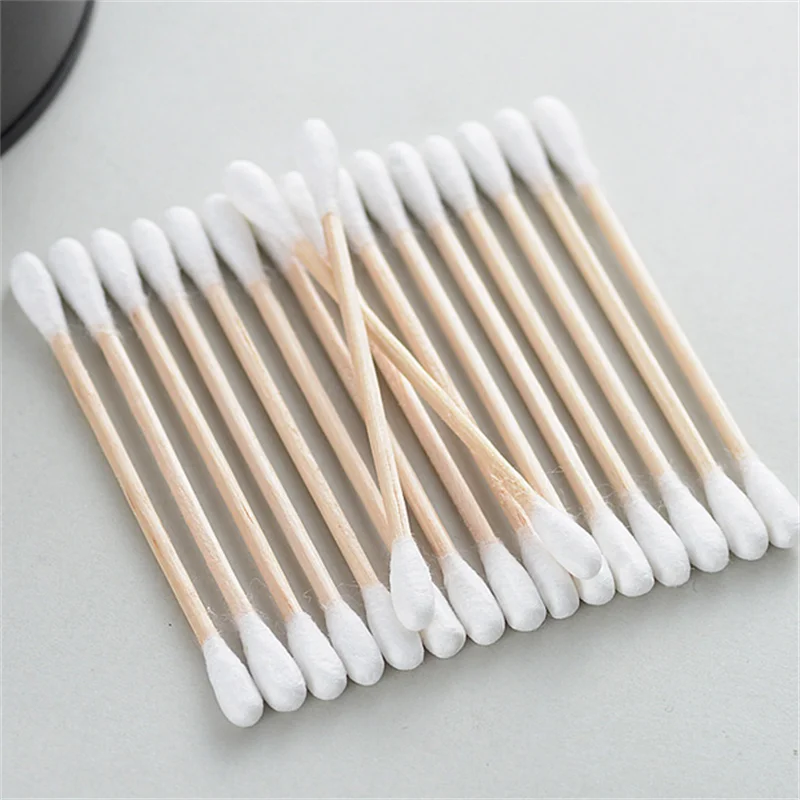 200本入り使い捨て両端綿棒 家庭用メイク落とし 耳かき 衛生クリーニング綿棒 丸型ヘッド