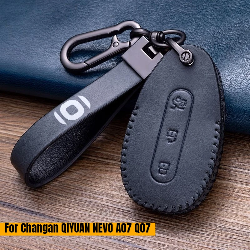 

For Changan QIYUAN NEVO A07 Q07 EV Air Pro 2025 2026 Custom-Fit Leather Key Fob Cover Electric Vehicle Key Case Cover Interior