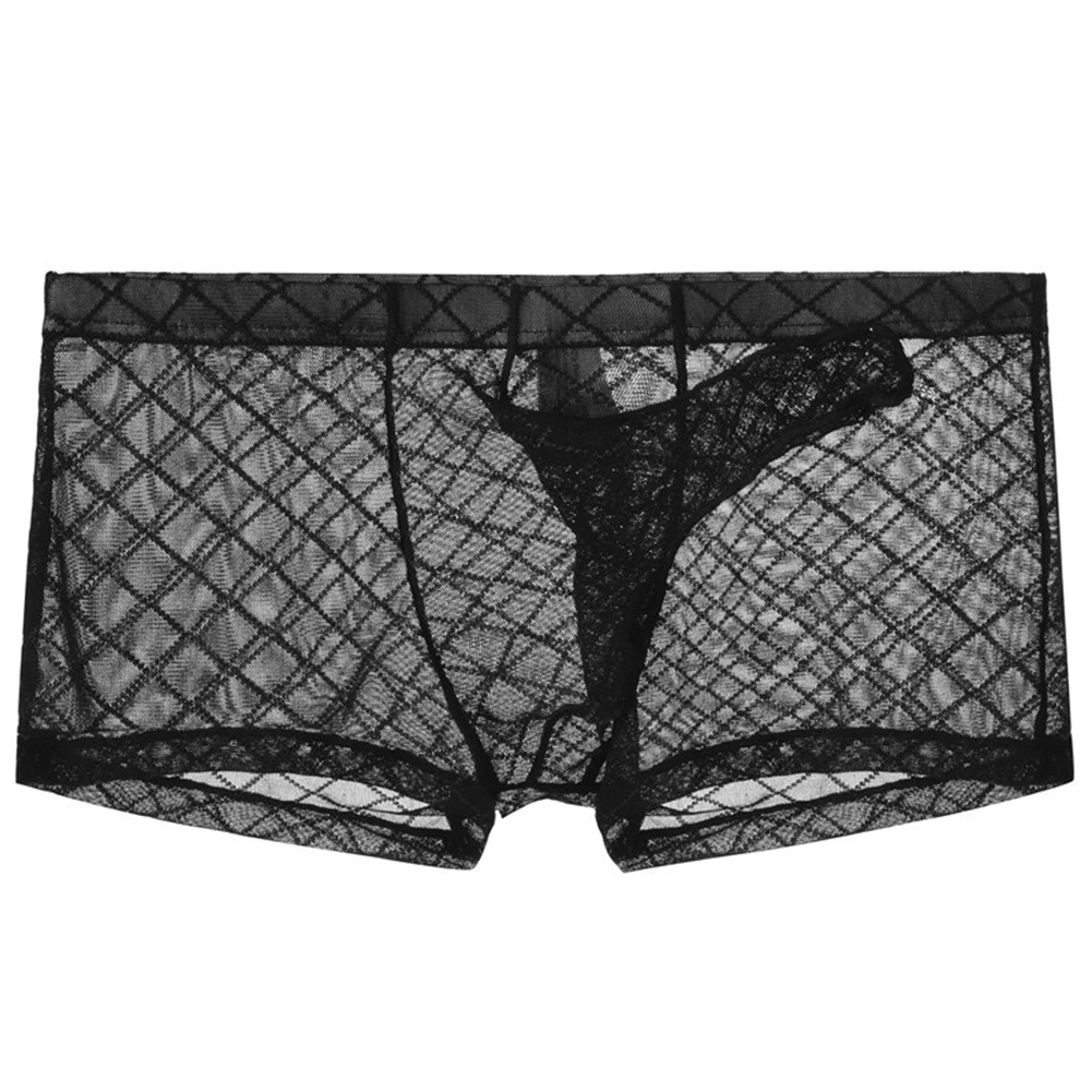 

Sexy Mens Mesh Pouch Briefs See-Through Man Underwear Breathable Male Glossy Panties Underpants Трусы Мужские