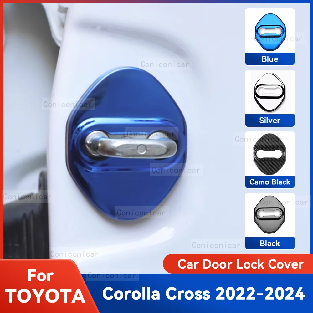 

Auto Car Door Lock Protect Cover Emblems Case Stainless Steel Decoration For TOYOTA COROLLA CROSS HYBRID 2022 2023 2024