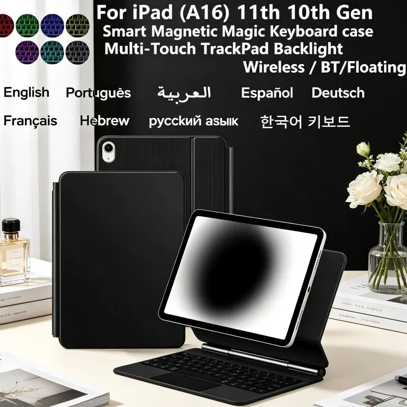 Keyboard Case for iPad A16 11th 11 Multi Angle Stand for iPad 10th Generation 10.9 Wireless