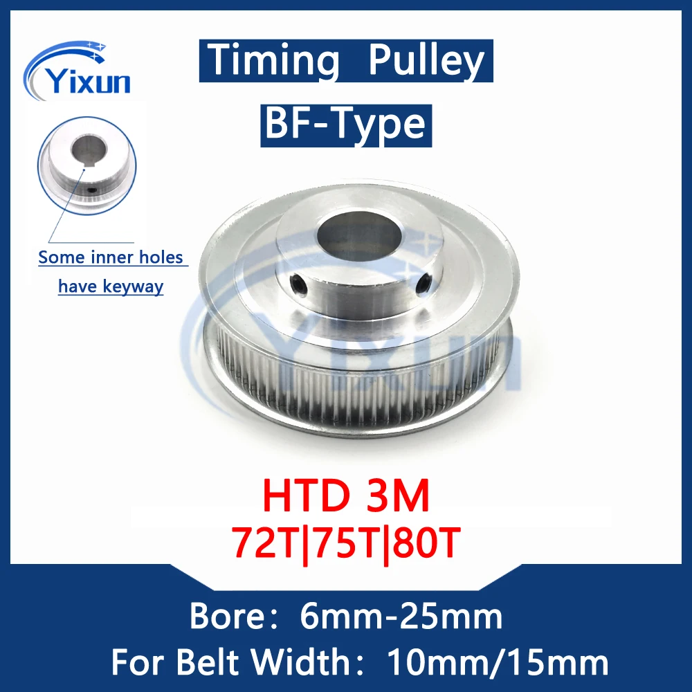 

HTD 3M 72T 75T 80 Teeth Timing Pulley Bore 6mm-25mm For Belt Width 10/15mm Synchronous Gear HTD3M With Keyway Belt Wheel 3M 80T