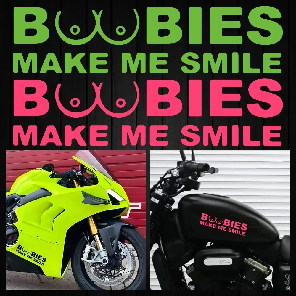 

Z/TF.Funny BOOBIES MAKE ME SMILE Reflective Car Stickers Decor Auto Motorcycle Moto Bike Helmets Body Fuel Tank Accessories Deca
