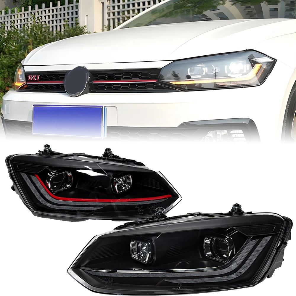 Headlights For VW POLO 2019-2022 DRL Daytime Running Lights Head Lamp LED Bi Xenon Bulb Fog Lights Tuning POLO Car Accessories