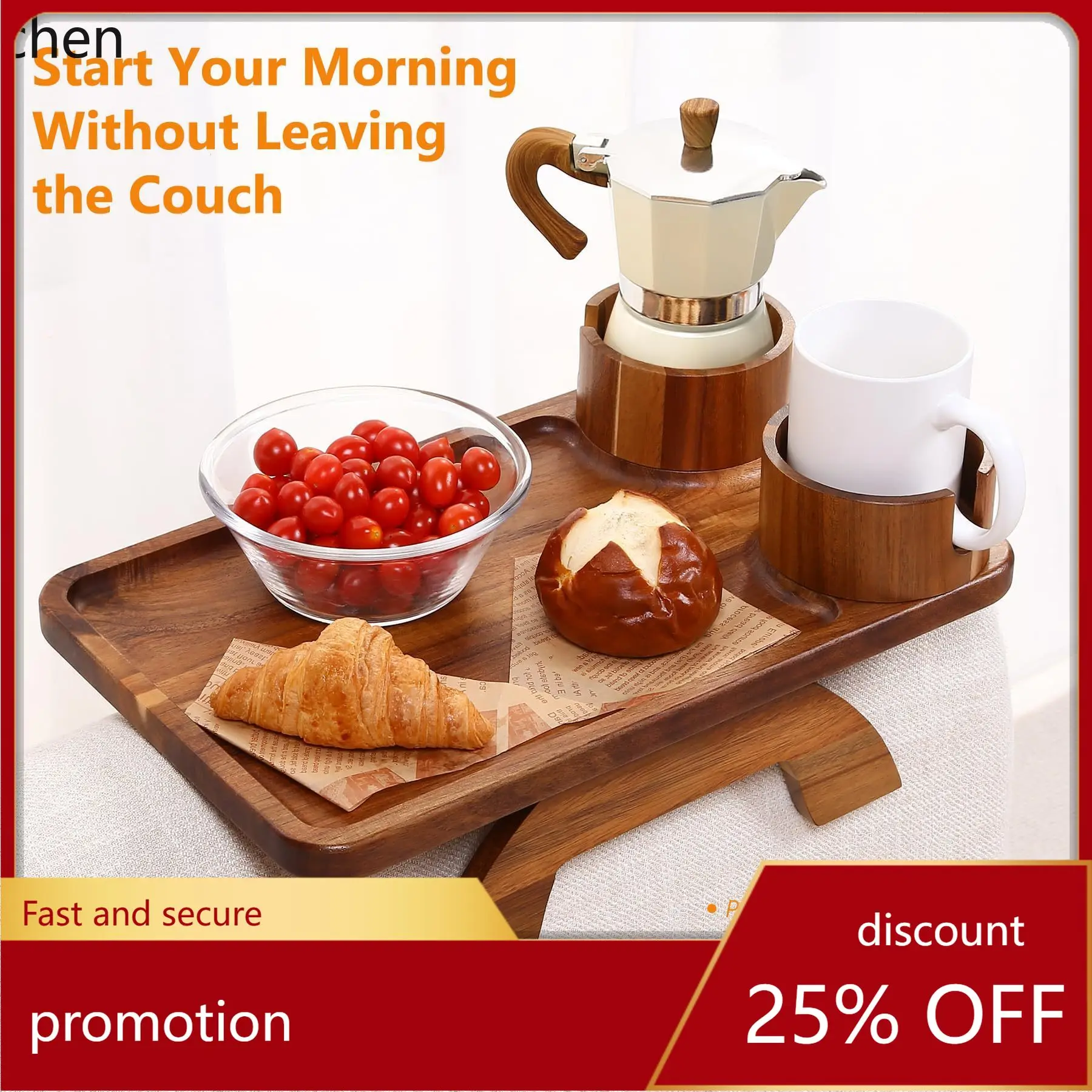 YFY wooden sofa armrest tray cup holder phone stand snack remote control fruit dessert tray with cutting board
