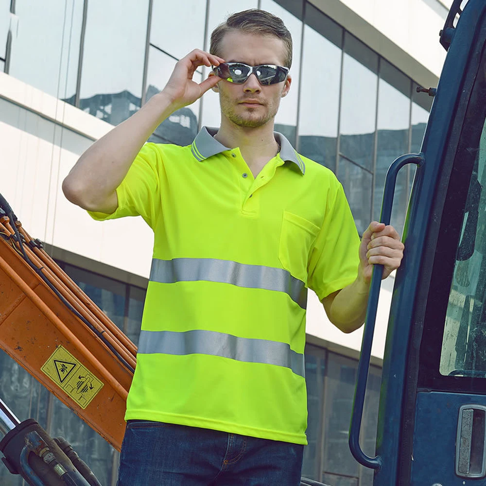 Imagem -05 - Camisa de Segurança Reflexiva Alta dos Homens Colete de Segurança Luminoso Roupa de Segurança Respirável Quick Dry hi Vis t Shirt Workwear