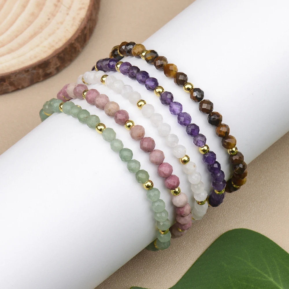 4mm Hematite And Natural Stone Bead Braided Adjustable Bracelet Suitable For Men And Women Daily Wear Holiday Gift Jewelry