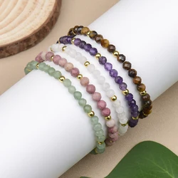 4mm Hematite And Natural Stone Bead Braided Adjustable Bracelet Suitable For Men And Women Daily Wear Holiday Gift Jewelry