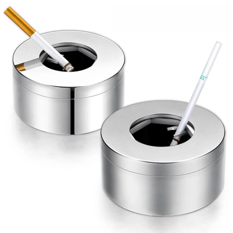 

Openable alloy ashtray anti-fly ash high-end office home creative gifts