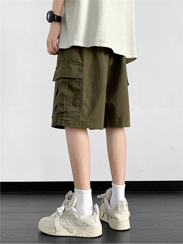 

Loose Fit Men's Summer Faion Military een Workwear orts Thin Five-Quarter Casual Straight Tube Versatile Pants