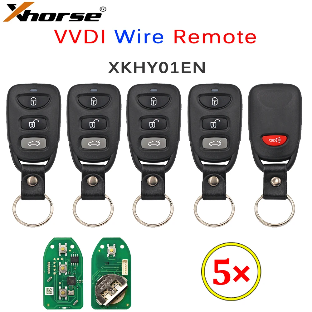 5Pcs/Lot Xhorse VVDI Universal Wire Remote Key XKHY01EN 4 Buttons Car Remote Key Control Fob for Hyundai Style