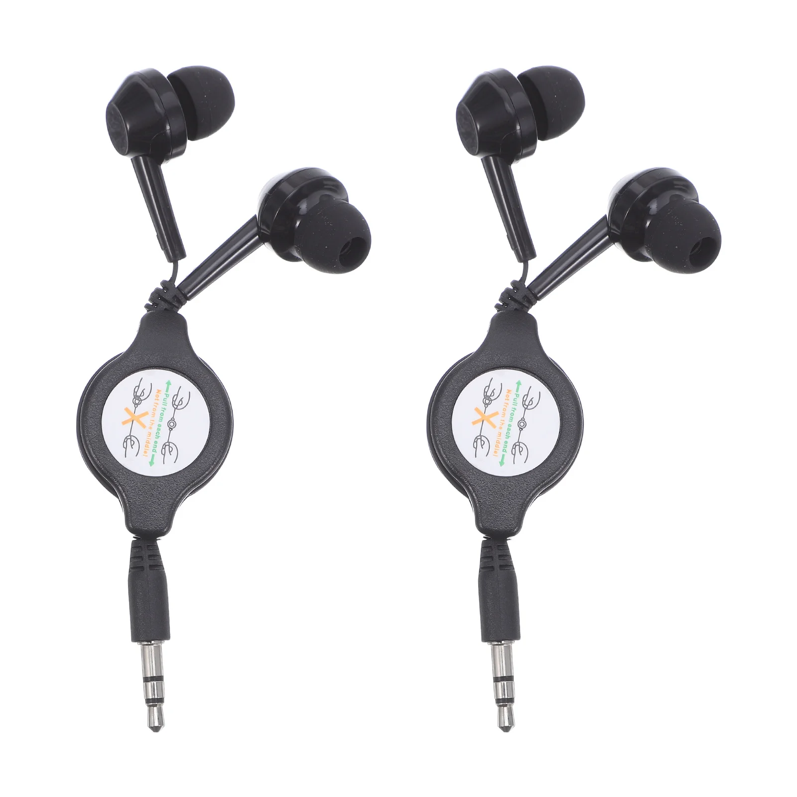 

2Pcs Double Retractable Earbuds Wired in-Ear Headphones Noise Isolation Portable Earphones for Travel Study Work Use